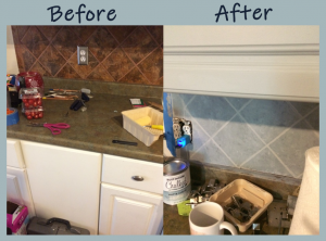 Refinishing A Tile Kitchen Backsplash With Chalk Paint Created A Whole   Before After Backsplash 300x222 